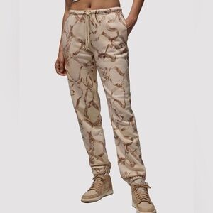 Air Jordan Womens Brooklyn Jogger Pants  All Over Print FZ2237-010 Brown  Sz XS​